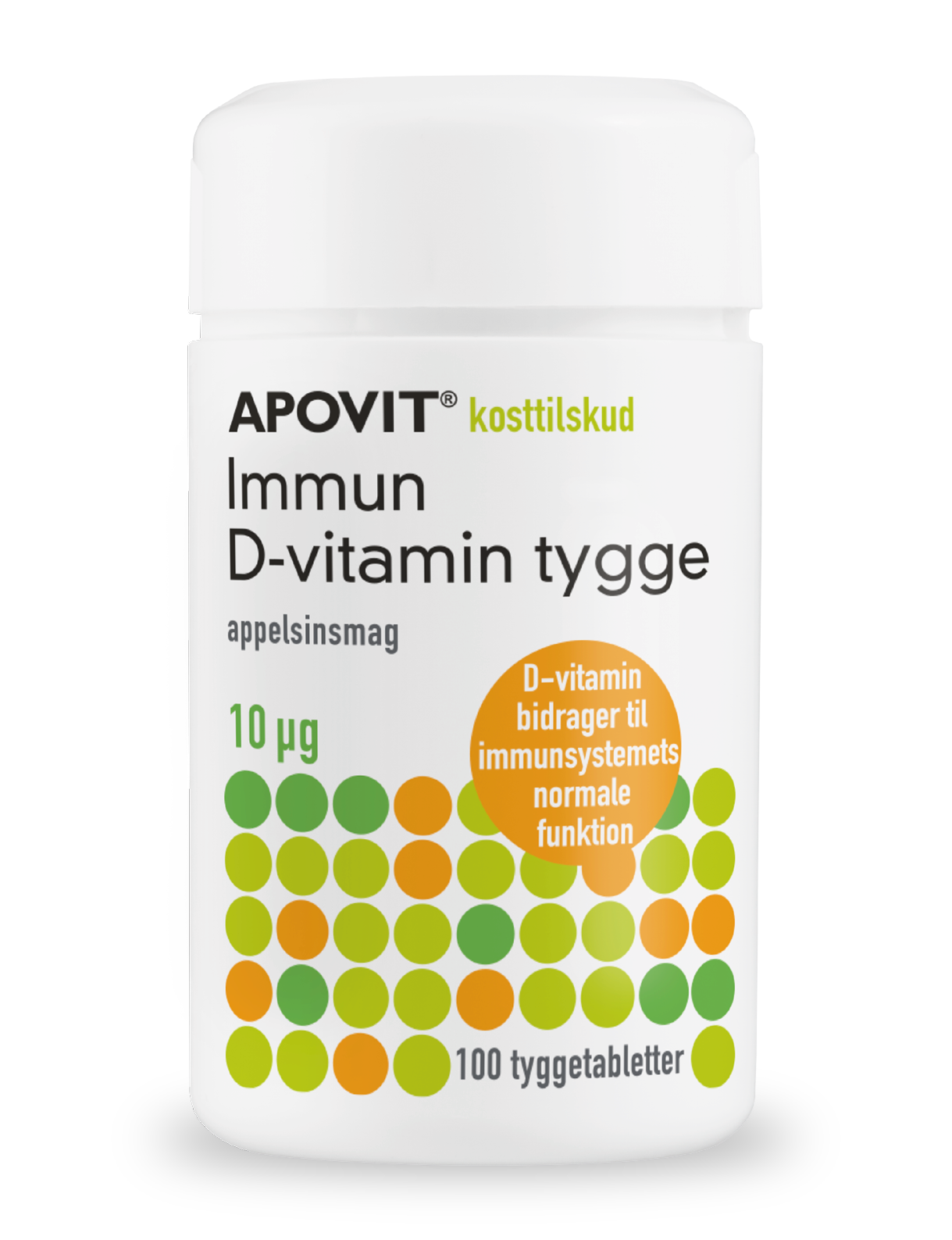 Immun D-vitamin tygge 10 µg, appelsinsmag