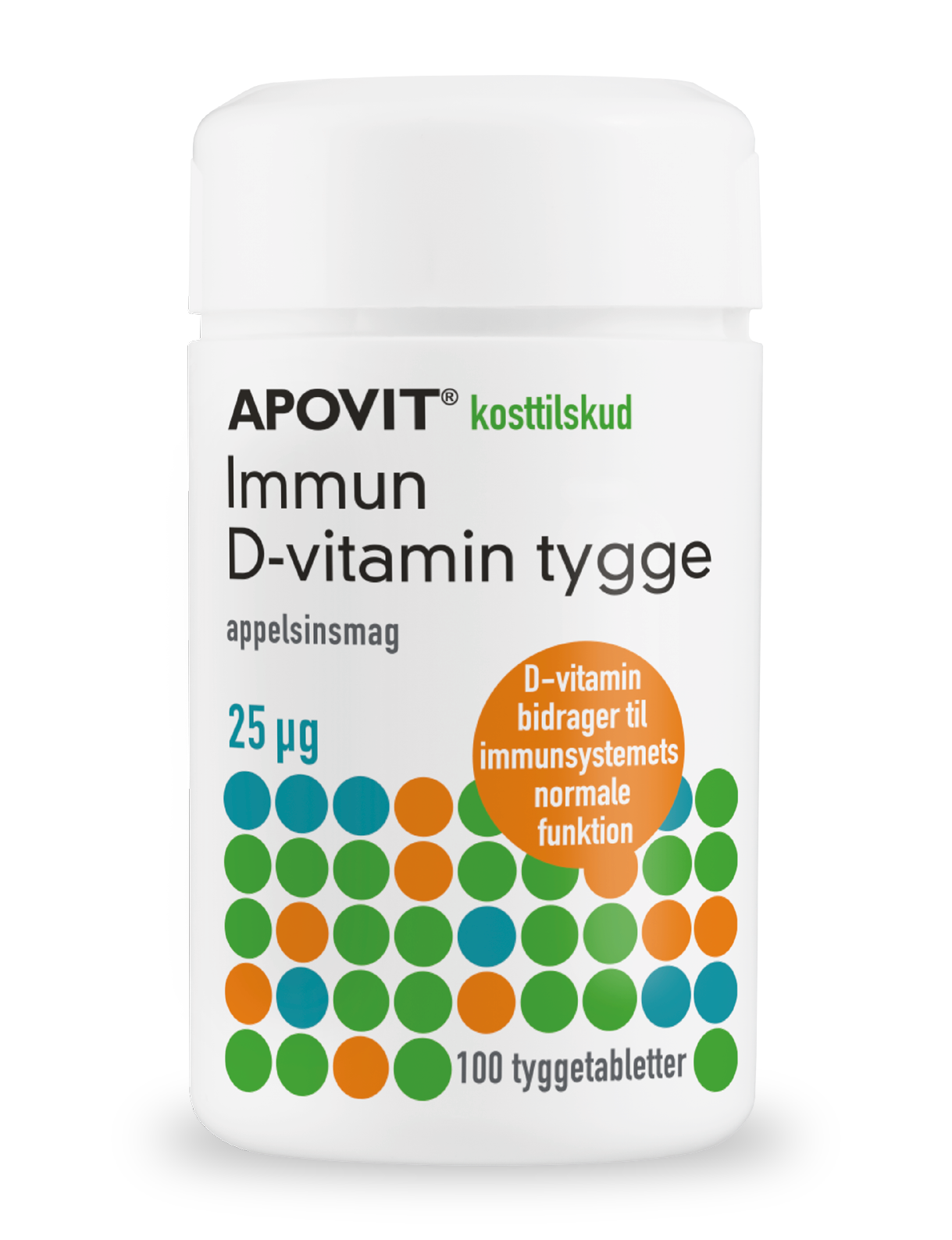 Immun D-vitamin tygge 25 µg, appelsinsmag